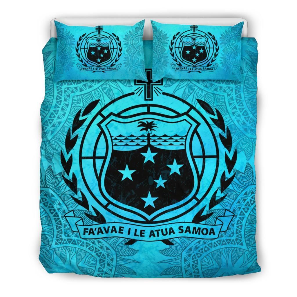 Samoa Duvet Cover Set - Samoa Coat Of Arms Turquoise