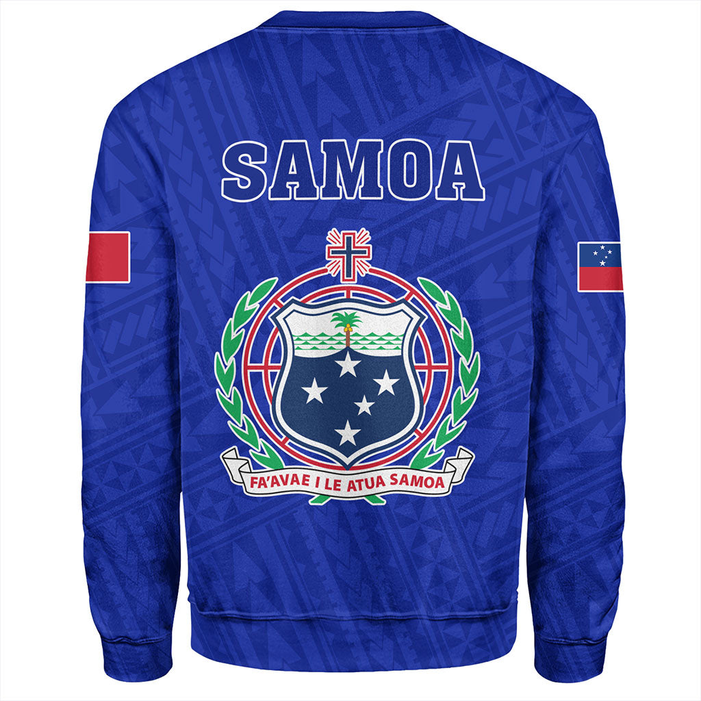 Samoa Sweatshirt Floral Ulafala Lei Style Blue