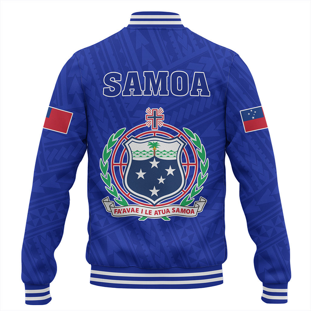 Samoa Baseball Jacket Floral Ulafala Lei Style Blue