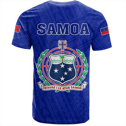 Samoa T-Shirt Floral Ulafala Lei Style Blue
