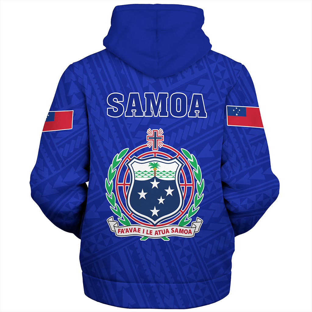 Samoa Sherpa Hoodie Floral Ulafala Lei Style Blue