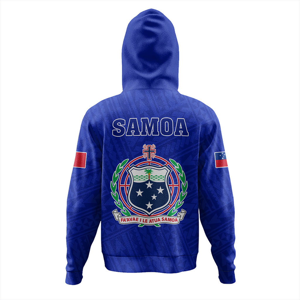 Samoa Hoodie Floral Ulafala Lei Style Blue
