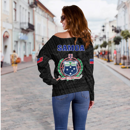 Samoa Off Shoulder Sweatshirt Floral Ulafala Lei