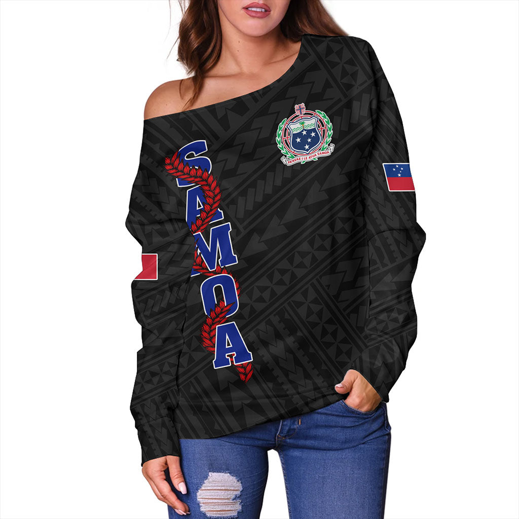 Samoa Off Shoulder Sweatshirt Floral Ulafala Lei