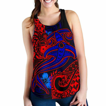 Samoa Women Racerback Tank - Blue Shark Polynesian Tattoo