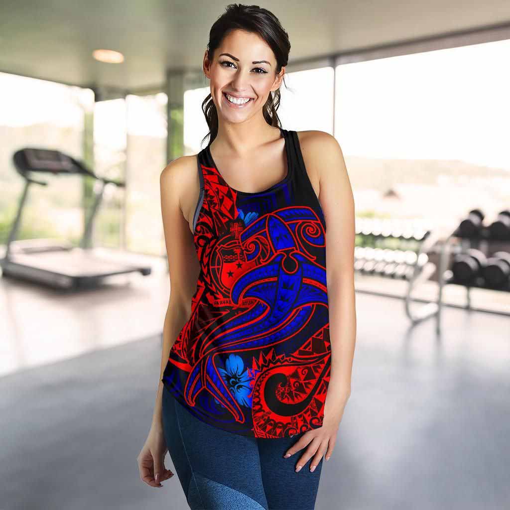 Samoa Women Racerback Tank - Blue Shark Polynesian Tattoo