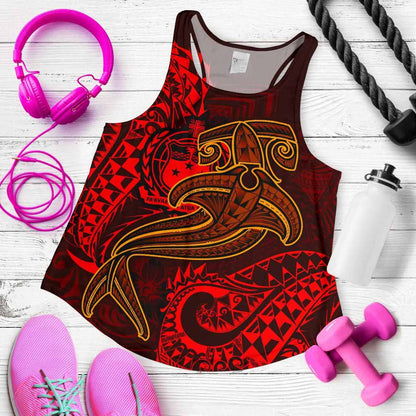 Samoa Women Racerback Tank - Red Shark Polynesian Tattoo