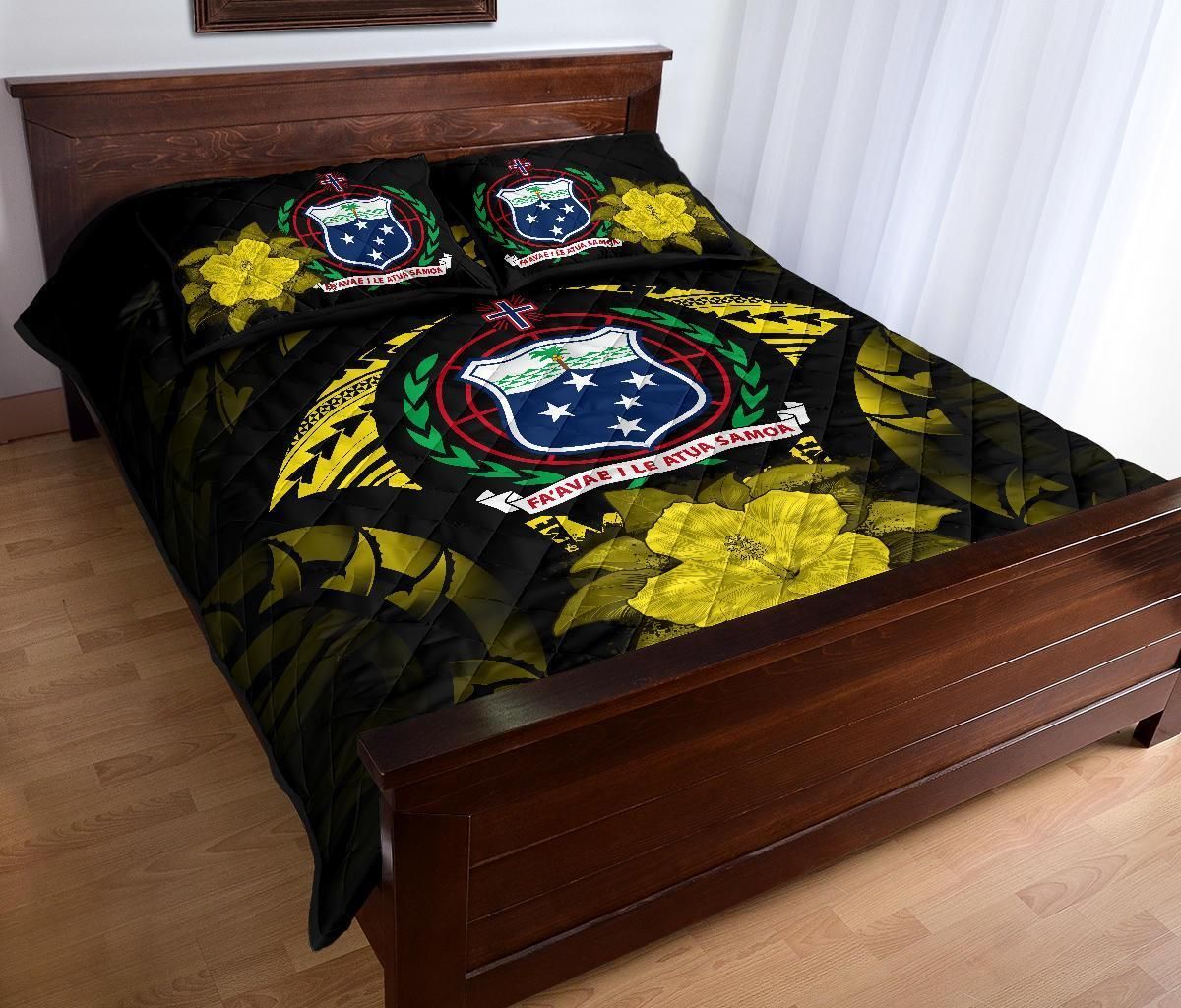 Samoa Polynesian Quilt Bed Set Hibiscus Yellow