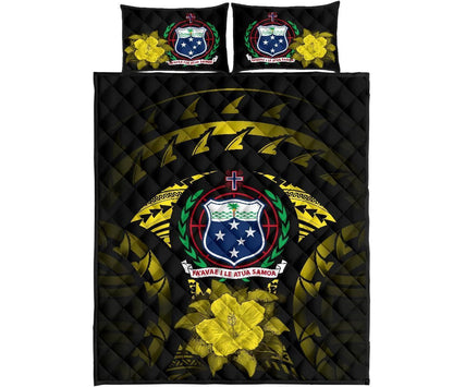 Samoa Polynesian Quilt Bed Set Hibiscus Yellow