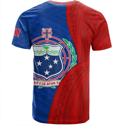 Samoa T-Shirt Custom Polynesian Pattern With Coat Of Arms