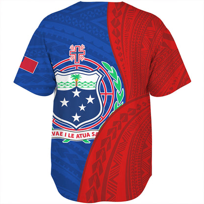Samoa Baseball Shirt Custom Polynesian Pattern With Coat Of Arms