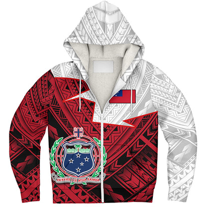 Samoa Sherpa Hoodie Polynesian Tattoo Flag And Coat Of Arms