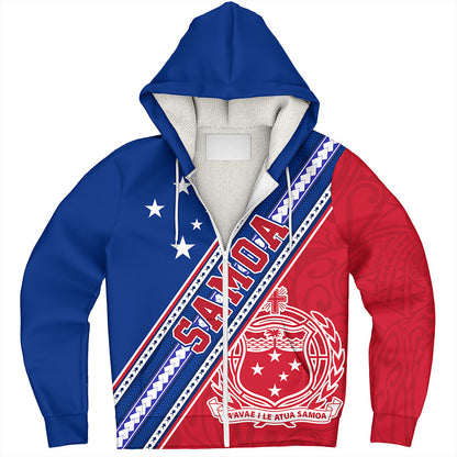Samoa Sherpa Hoodie Flag And Coat Of Arms
