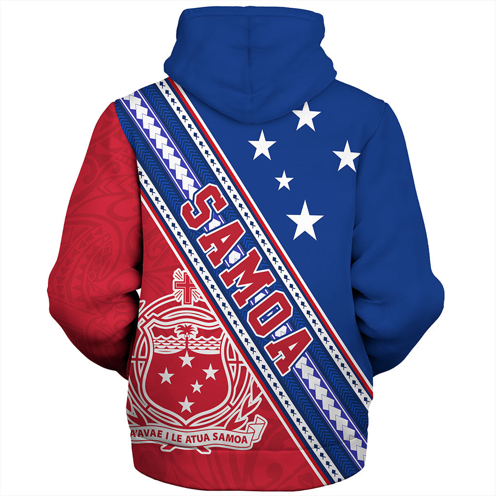 Samoa Sherpa Hoodie Flag And Coat Of Arms