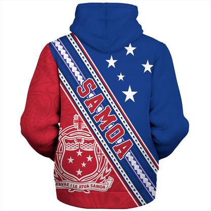 Samoa Sherpa Hoodie Flag And Coat Of Arms