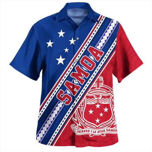Samoa Hawaiian Shirt Flag And Coat Of Arms