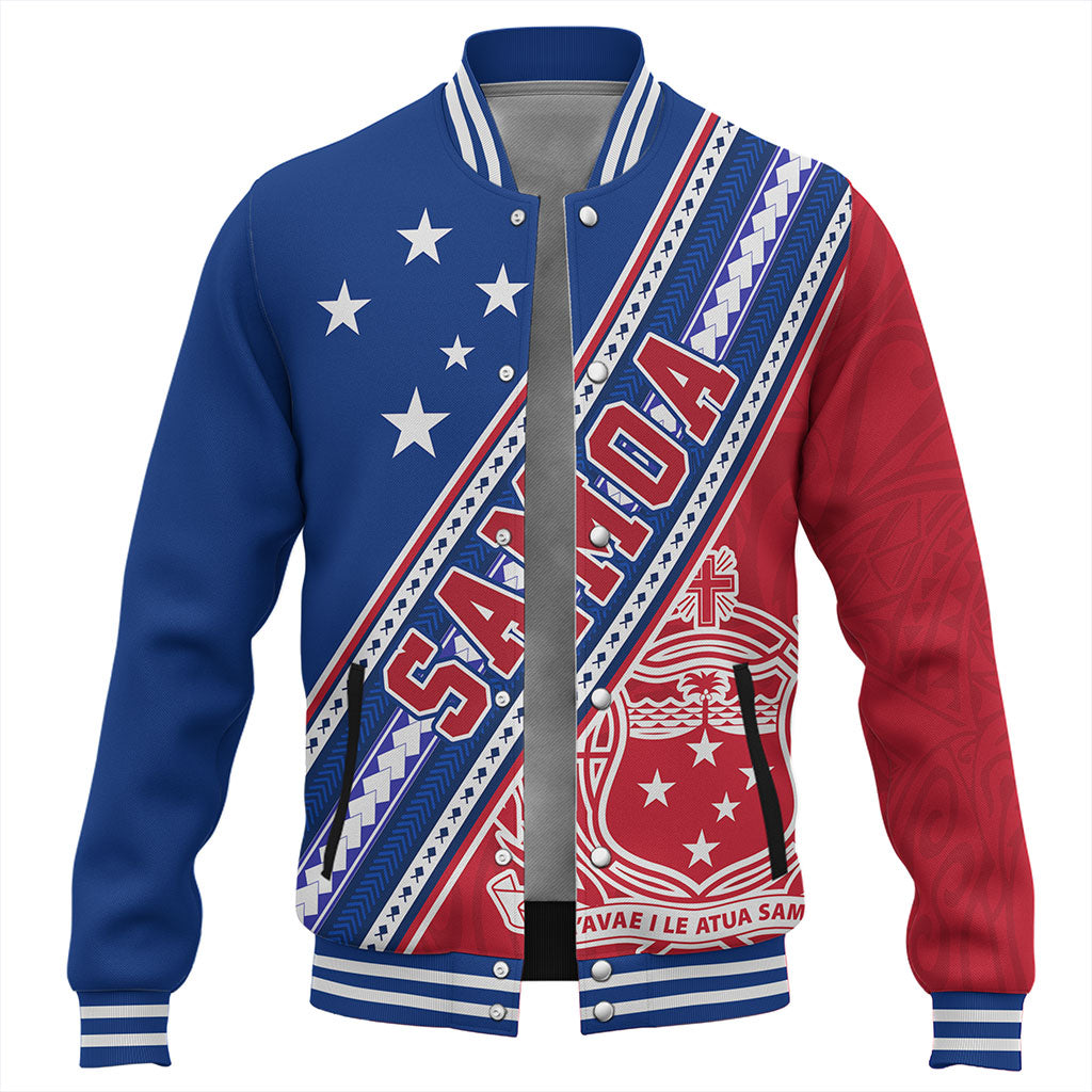 Samoa Baseball Jacket Flag And Coat Of Arms
