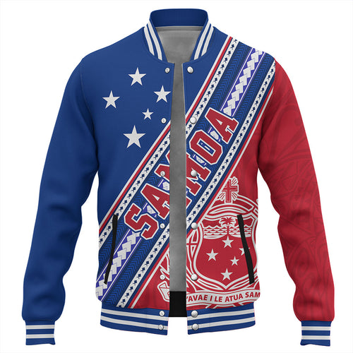 Samoa Baseball Jacket Flag And Coat Of Arms