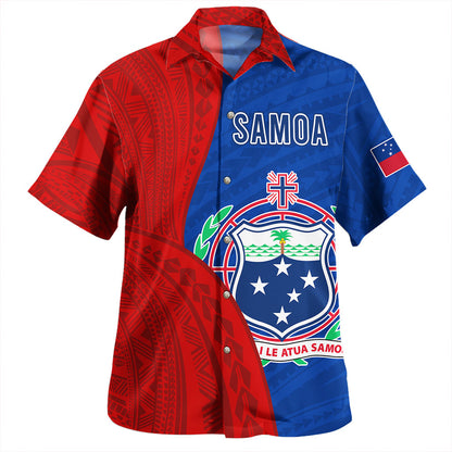 Samoa Hawaiian Shirt Custom Polynesian Pattern With Coat Of Arms