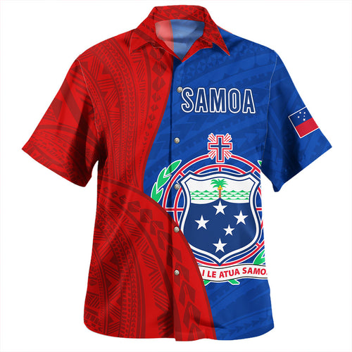 Samoa Hawaiian Shirt Custom Polynesian Pattern With Coat Of Arms