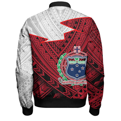 Samoa Bomber Jacket Polynesian Tattoo Flag And Coat Of Arms