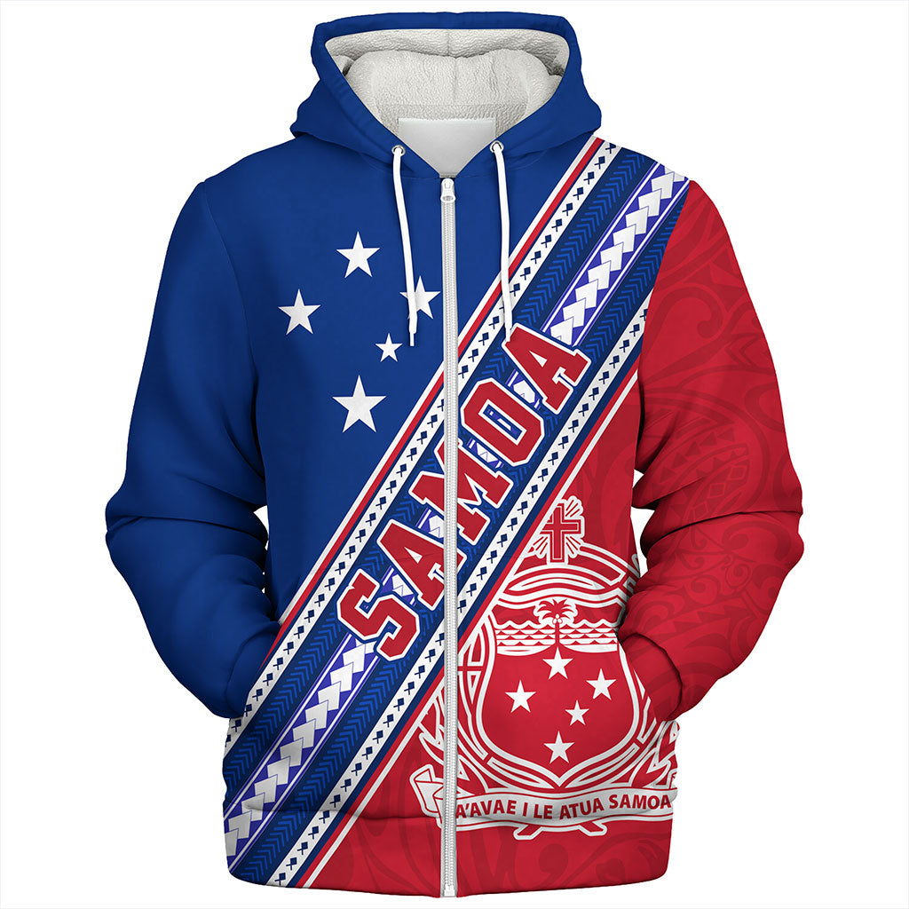 Samoa Sherpa Hoodie Flag And Coat Of Arms