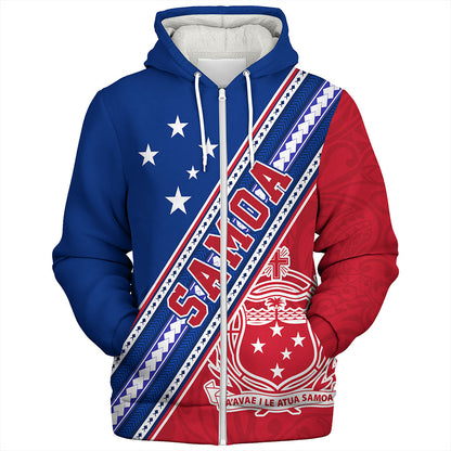 Samoa Sherpa Hoodie Flag And Coat Of Arms