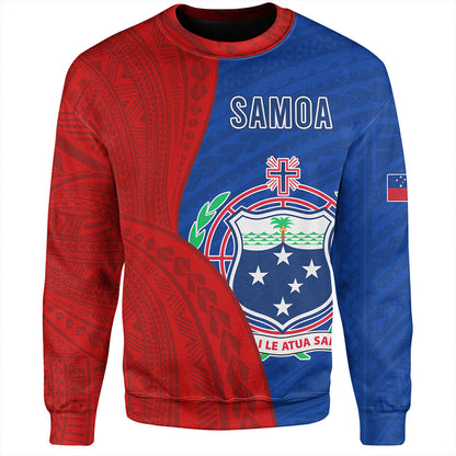 Samoa Sweatshirt Custom Polynesian Pattern With Coat Of Arms