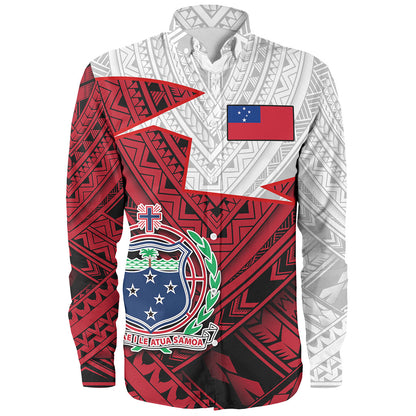 Samoa Long Sleeve Shirt Polynesian Tattoo Flag And Coat Of Arms