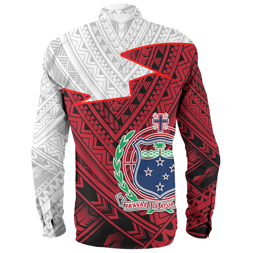Samoa Long Sleeve Shirt Polynesian Tattoo Flag And Coat Of Arms