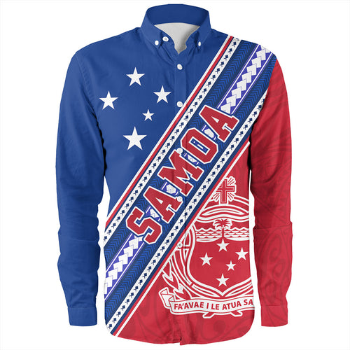 Samoa Long Sleeve Shirt Flag And Coat Of Arms