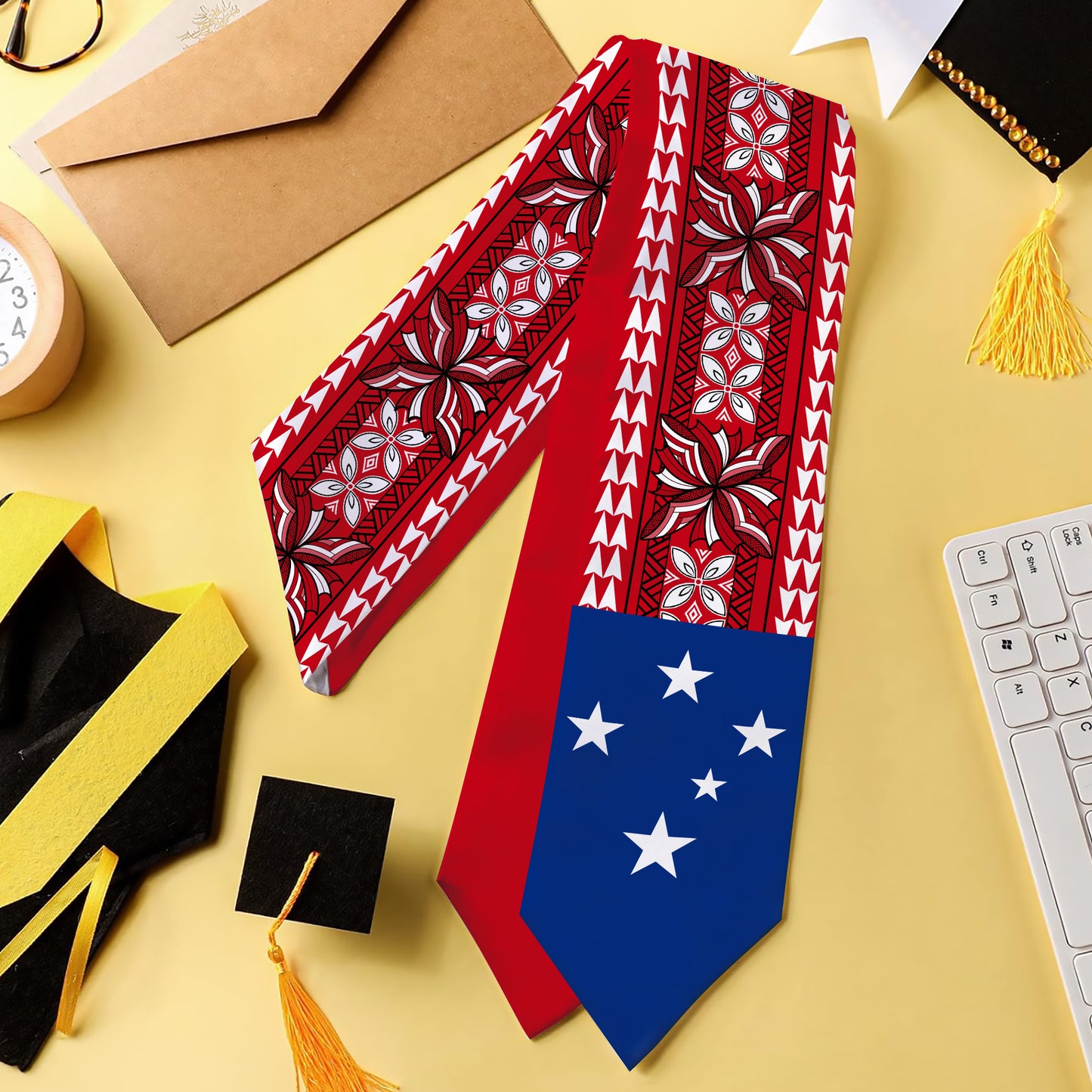 Samoa Graduation Stole Flag Siapo Pattern