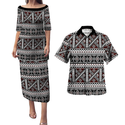 Samoa Combo Puletasi And Shirt Polynesian Tribal Print Stripe Style