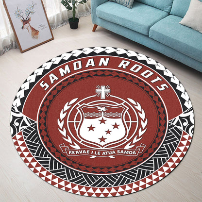 Samoa Round Rugs Roots Coat Of Arms Style
