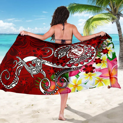 Guam Sarong - Turtle Plumeria (Red)
