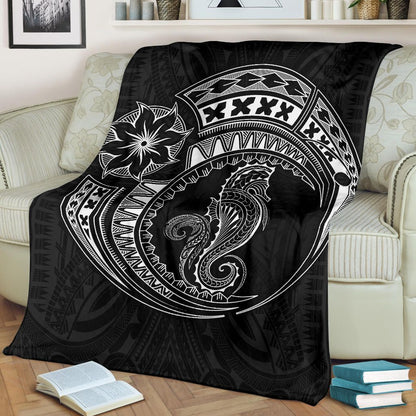 Seahorse Polynesian Blanket - Polynesian Tattoo Black