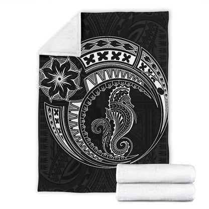 Seahorse Polynesian Blanket - Polynesian Tattoo Black
