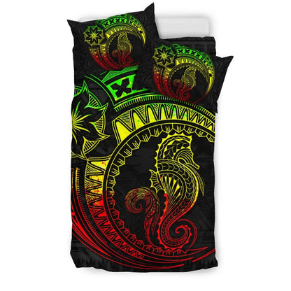 Seahorse Polynesian Duvet Cover Set - Polynesian Tattoo Reggae