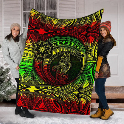 Seahorse Polynesian Premium Blanket -  Polynesian Tattoo Reggae