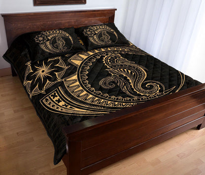 Polynesian Quilt Bed Set - Polynesian Gold Seahorse Tattoo