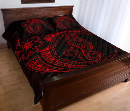 Polynesian Quilt Bed Set - Polynesian Red Seahorse Tattoo
