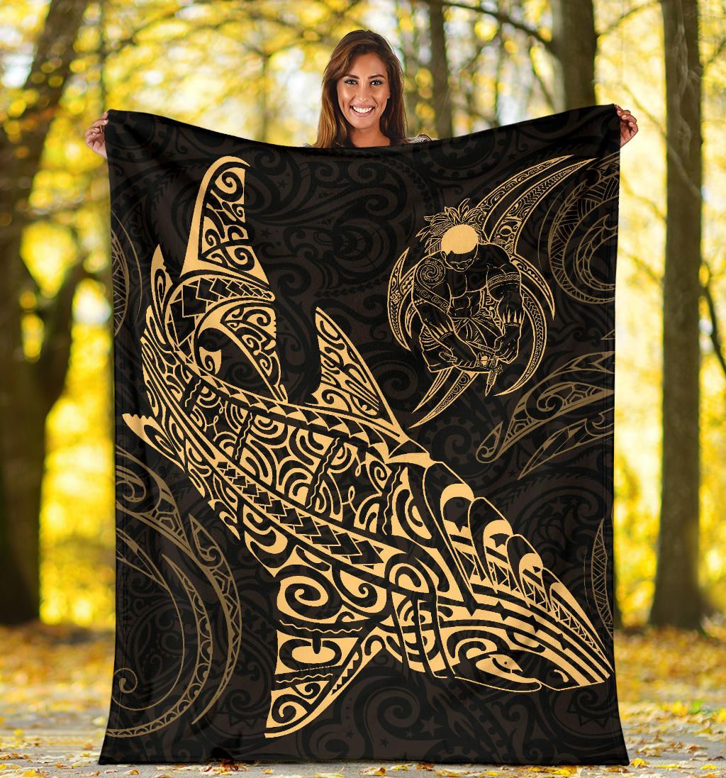 Shark Polynesian Blanket - Polynesian Tattoo Gold