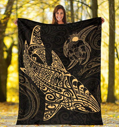 Shark Polynesian Blanket - Polynesian Tattoo Gold