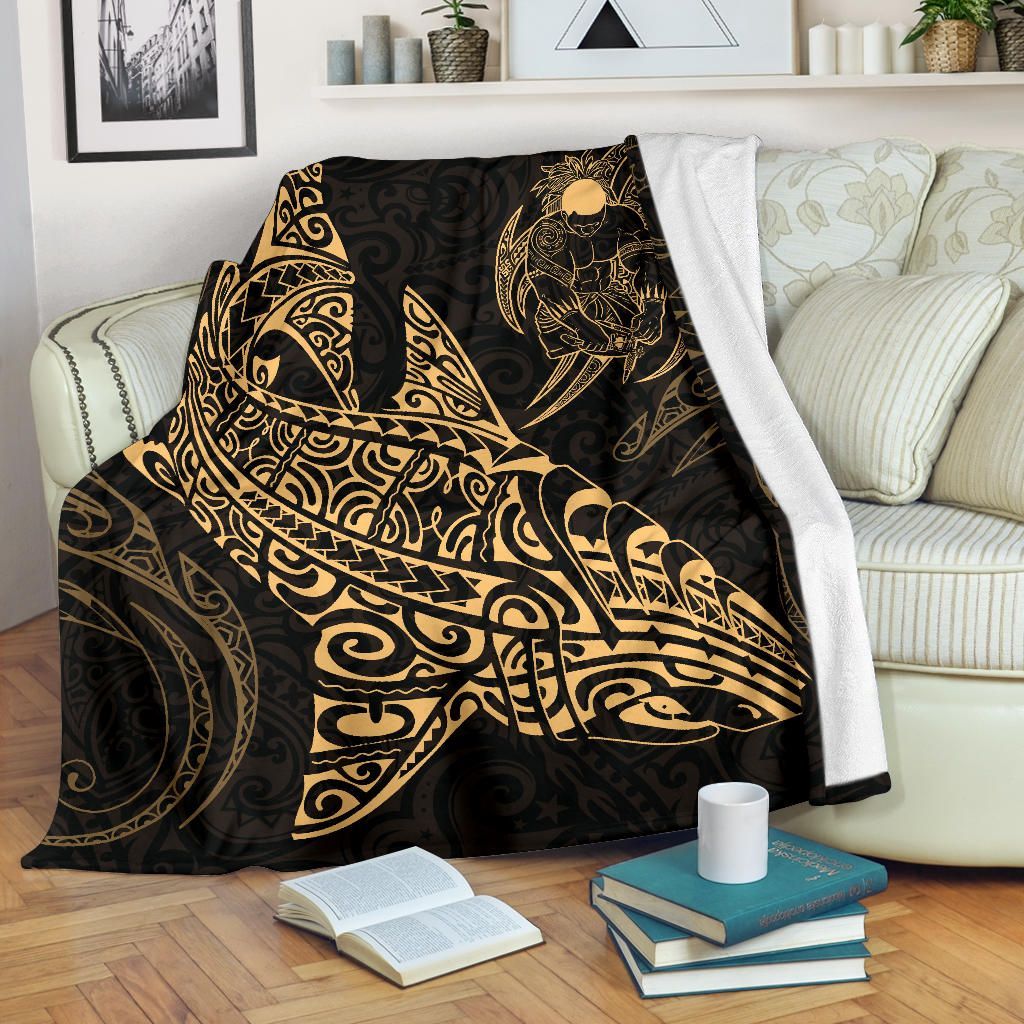 Shark Polynesian Blanket - Polynesian Tattoo Gold