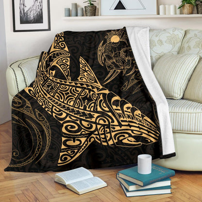 Shark Polynesian Blanket - Polynesian Tattoo Gold