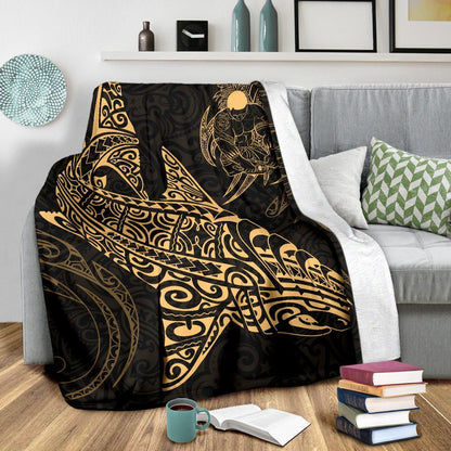 Shark Polynesian Blanket - Polynesian Tattoo Gold