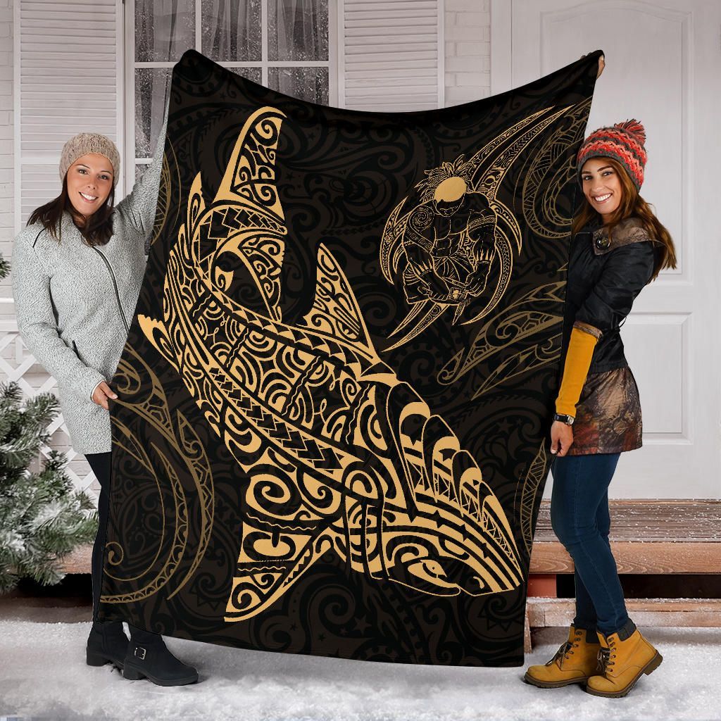 Shark Polynesian Blanket - Polynesian Tattoo Gold