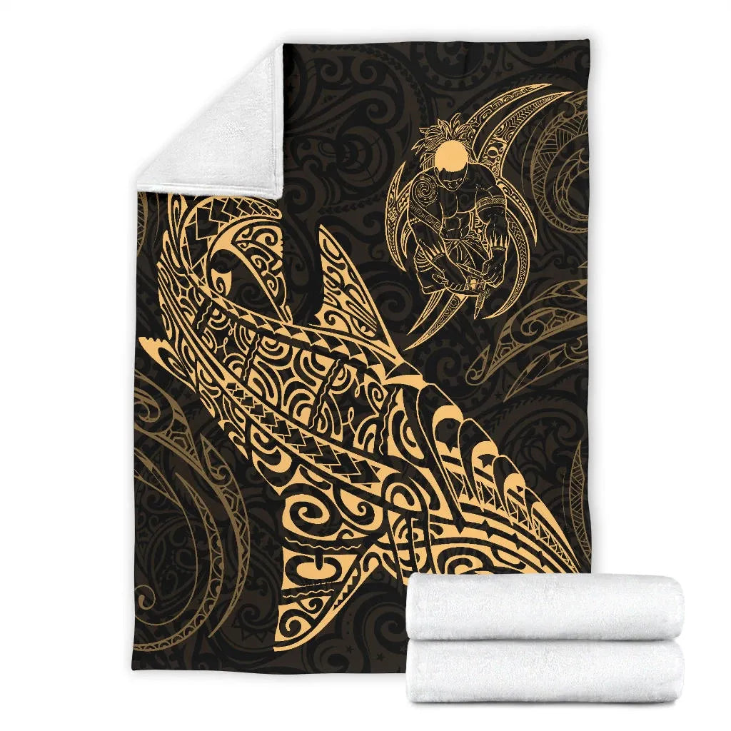 Shark Polynesian Blanket - Polynesian Tattoo Gold