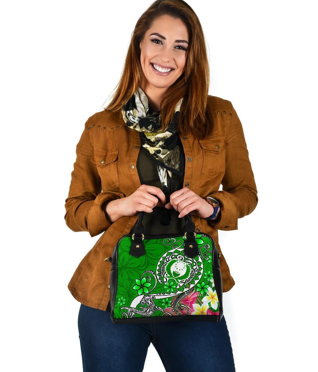 Pohnpei Shoulder Handbag - Turtle Plumeria (Green)