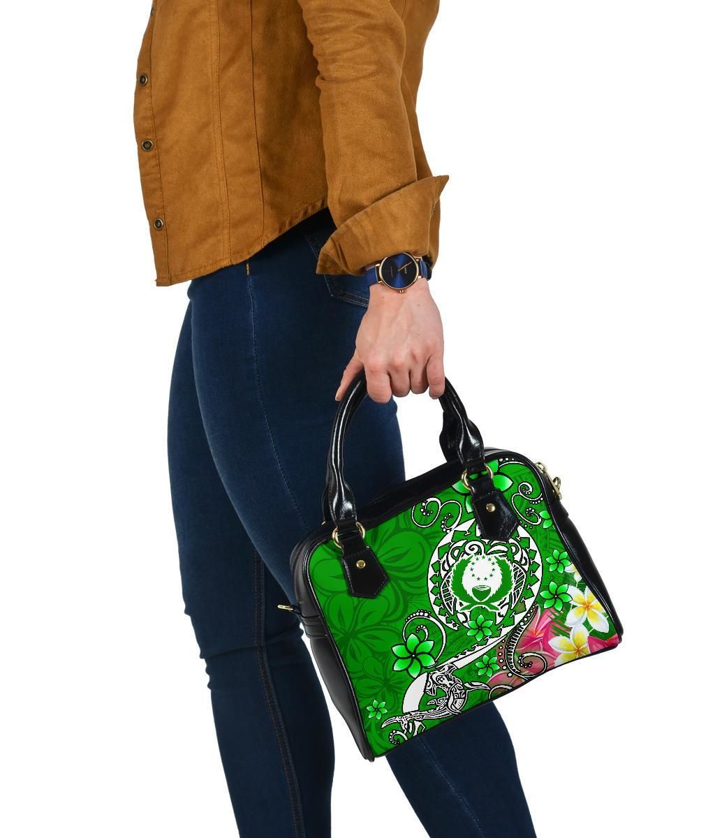 Pohnpei Shoulder Handbag - Turtle Plumeria (Green)